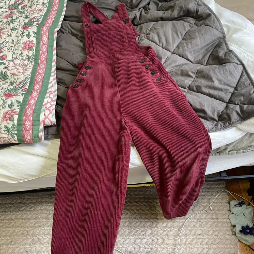 Reformation Burgundy Corduroy Jumpsuit